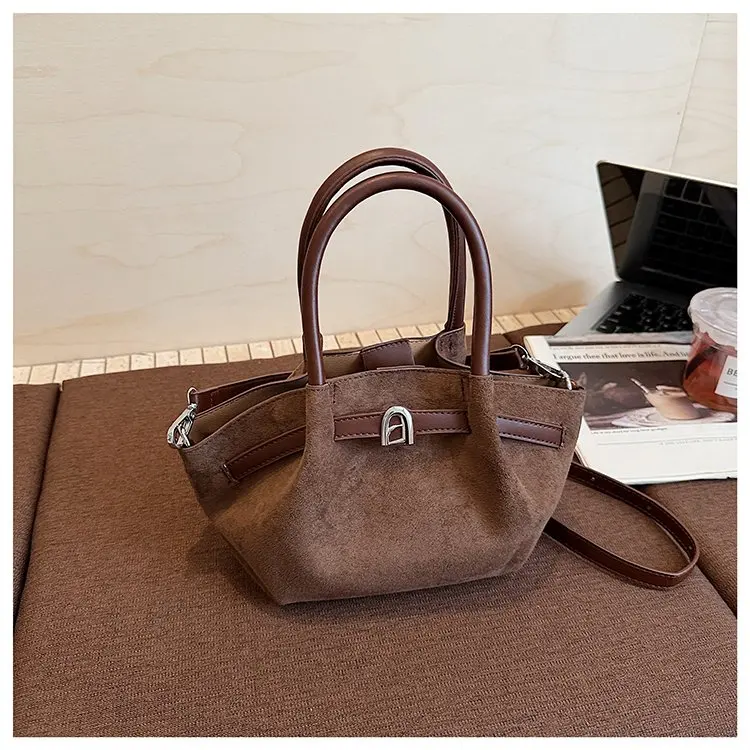 ‌ Elegante borsa tote in pelle scamosciata 2025 Autunno - Borsa retrò da donna con tracolla regolabile, design di nicchia di grande capacità per lavoro e pendolarismo ‌