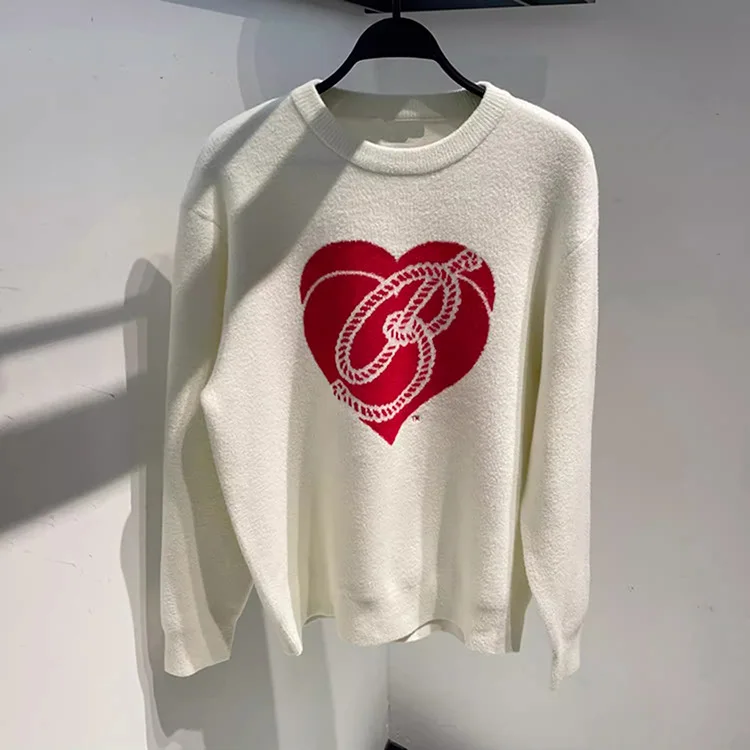 

Оригинальный дизайн Весна 2024: Модный мужской вязаный свитер в стиле кэжуал, белый, с круглым вырезом, парный, утепленный, с длинными рукавами