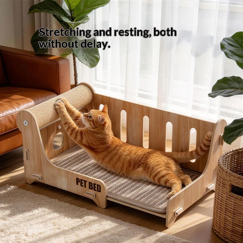 Rascador vertical de sisal para gatos con almohadilla, juguete - imagen 5
