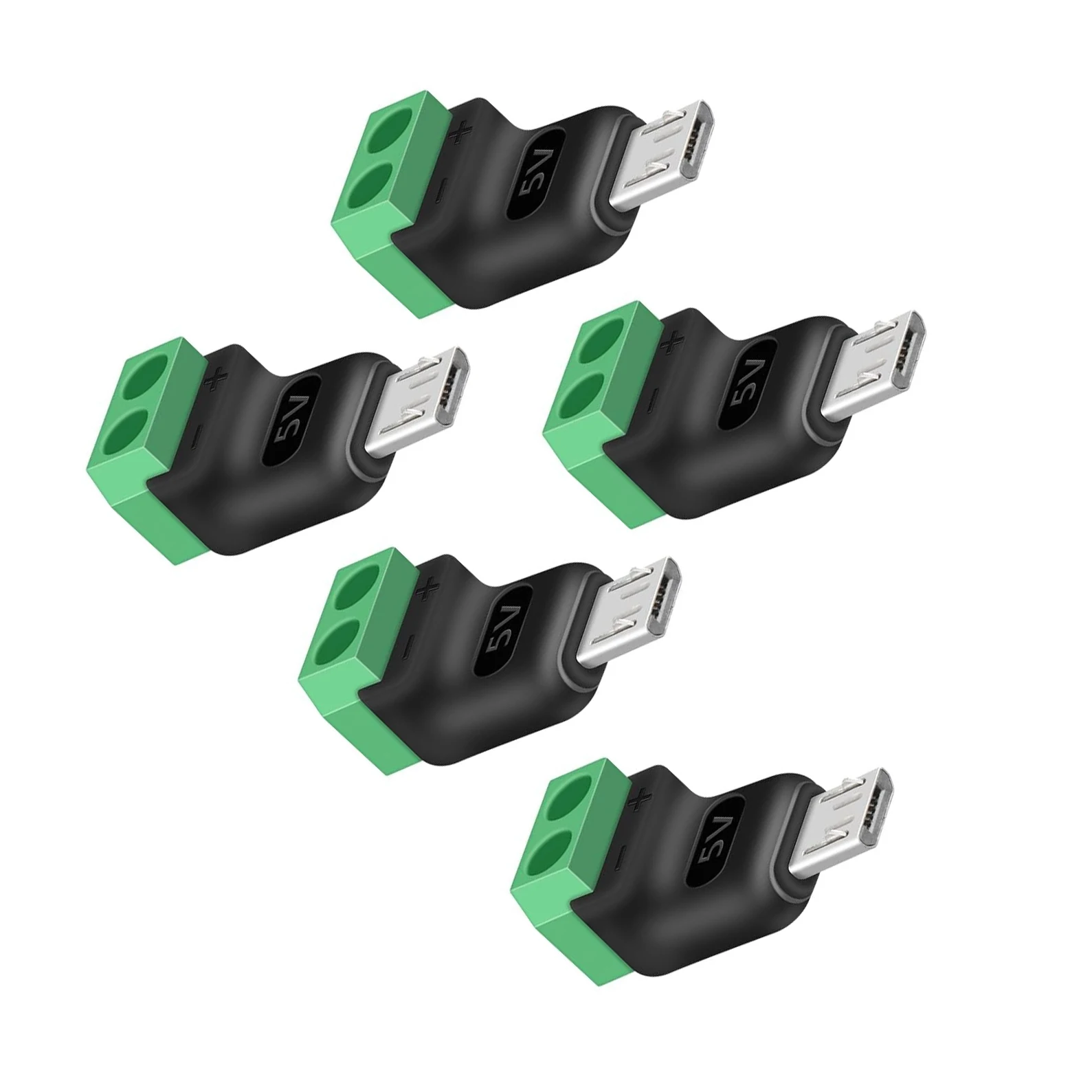 5PCS Micro USB Male to 2Pin Screw Terminal Adapter 5V Solderless Converter Connector for DIY, Repairment and Small Appliances