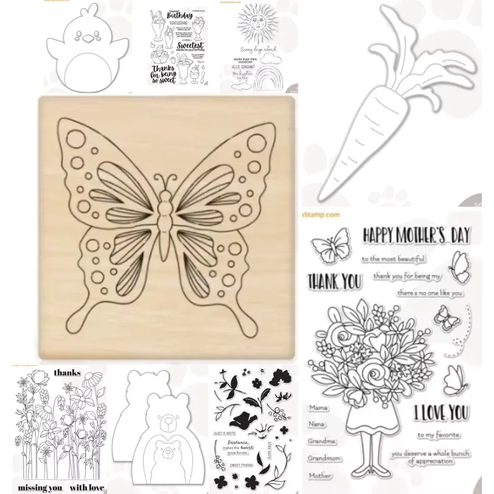 

Birds and Carrots Metal Cut dies and Stamps for DIY Scrapbooking Photo Album Embossing Decorative Paper Cards