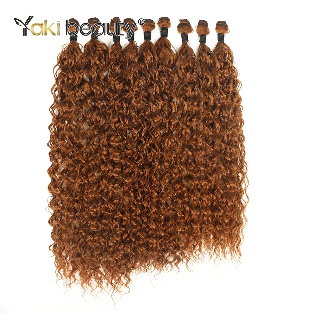 Pacotes encaracolados perversos longos sintéticos, fibra orgânica, extensões naturais do cabelo, onda resistente ao calor da onda, cor de Ombre, 9 PCes, 20 ", 24", 28"