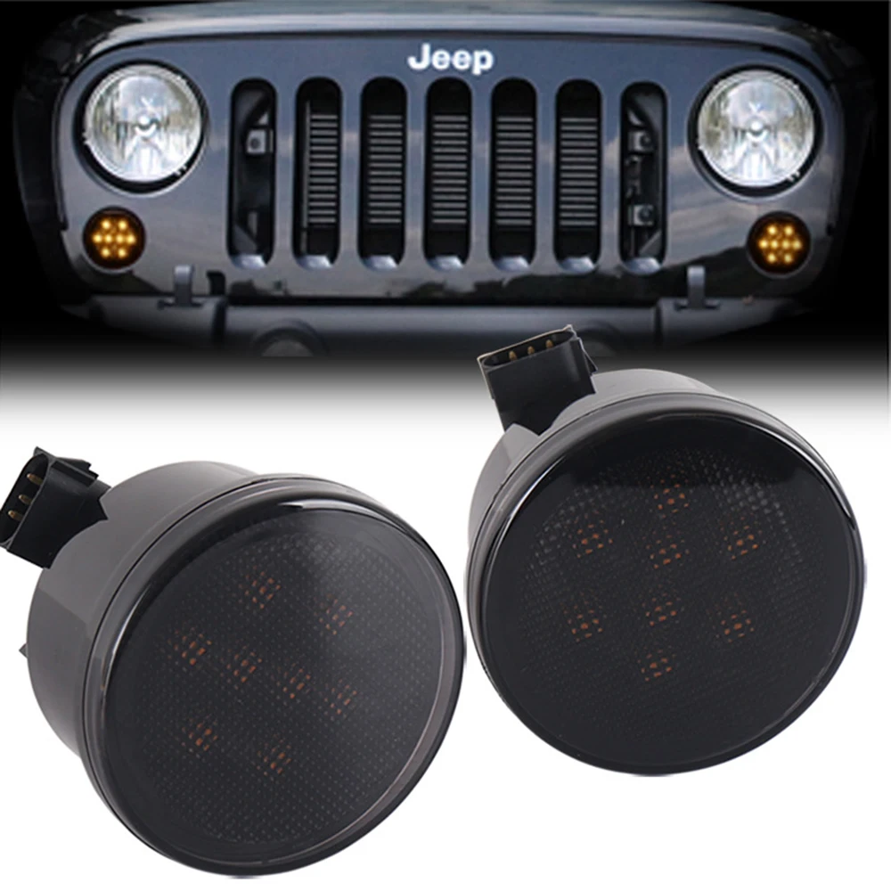 2-Pack Wrangler LED Plum Blossom Turn Signal Retrofit Lamp Center Grid Fog Light Signal Light Yellow Light Source