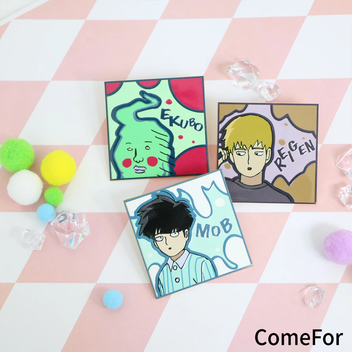 Anime Mobu Saiko Hyaku Reigen Arataka Dimple Kageyama Shigeo Mob Psycho 100 Cosplay Metal Brooch Breastpin Ornament Accessory