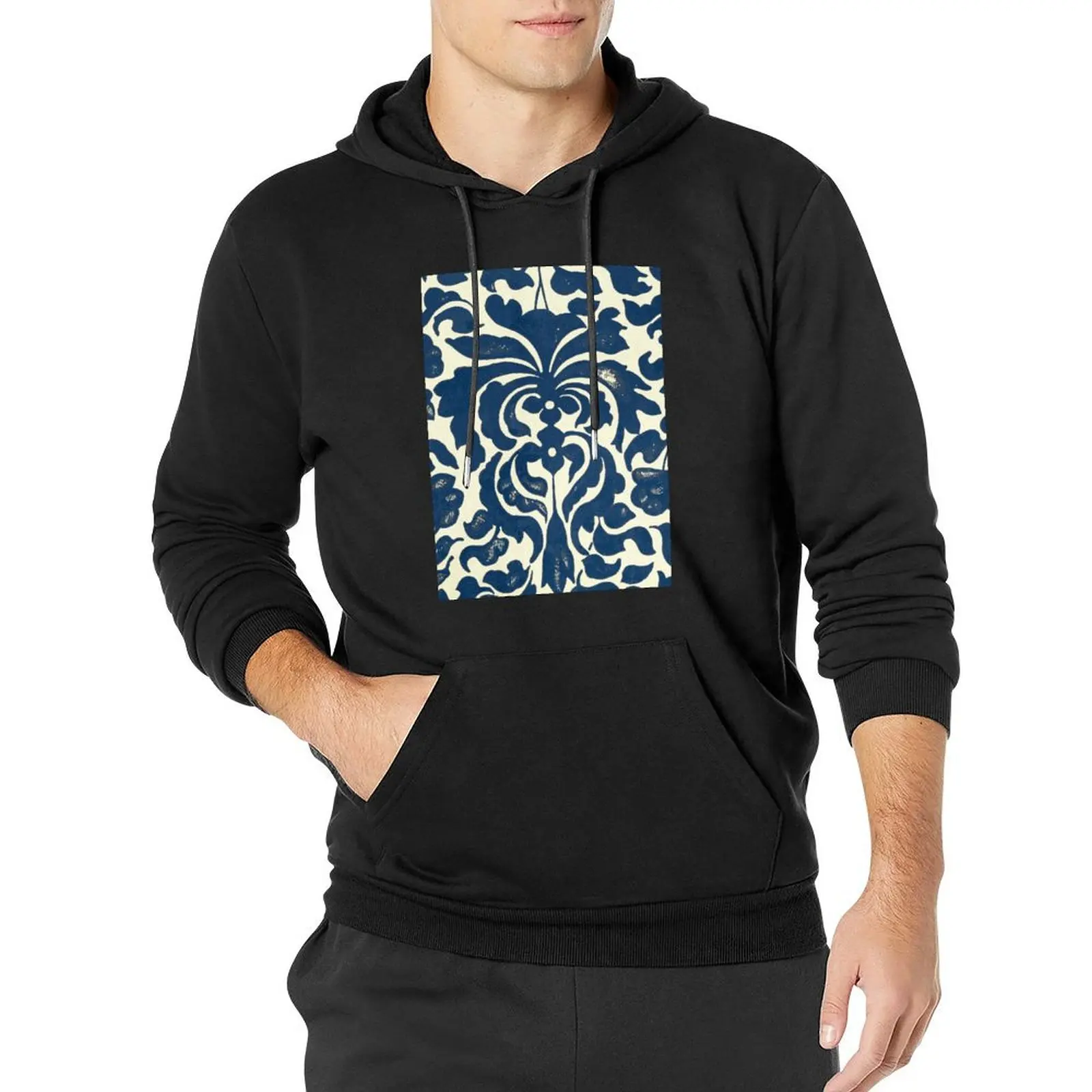 Asian Blue And White Vintage Graphic Floral Pattern Shirts And Gifts Pullover Hoodie japanese style pullover hoodies