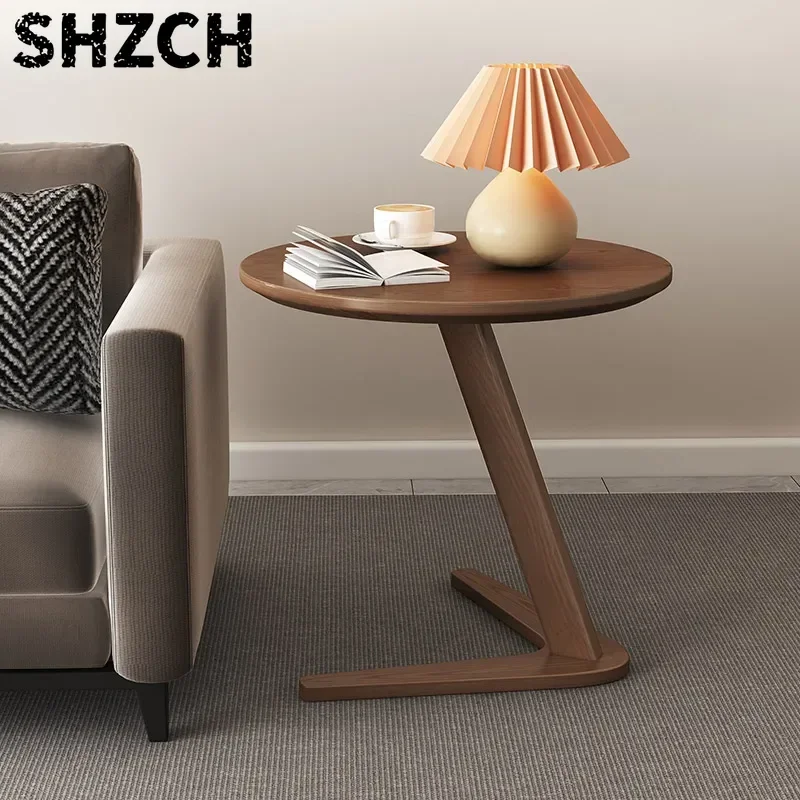 Oak Triangle Support Side Table  Heavy-Duty C-Shaped Sofa Table  Trending Balcony Coffee Table  Bedroom Nightstand