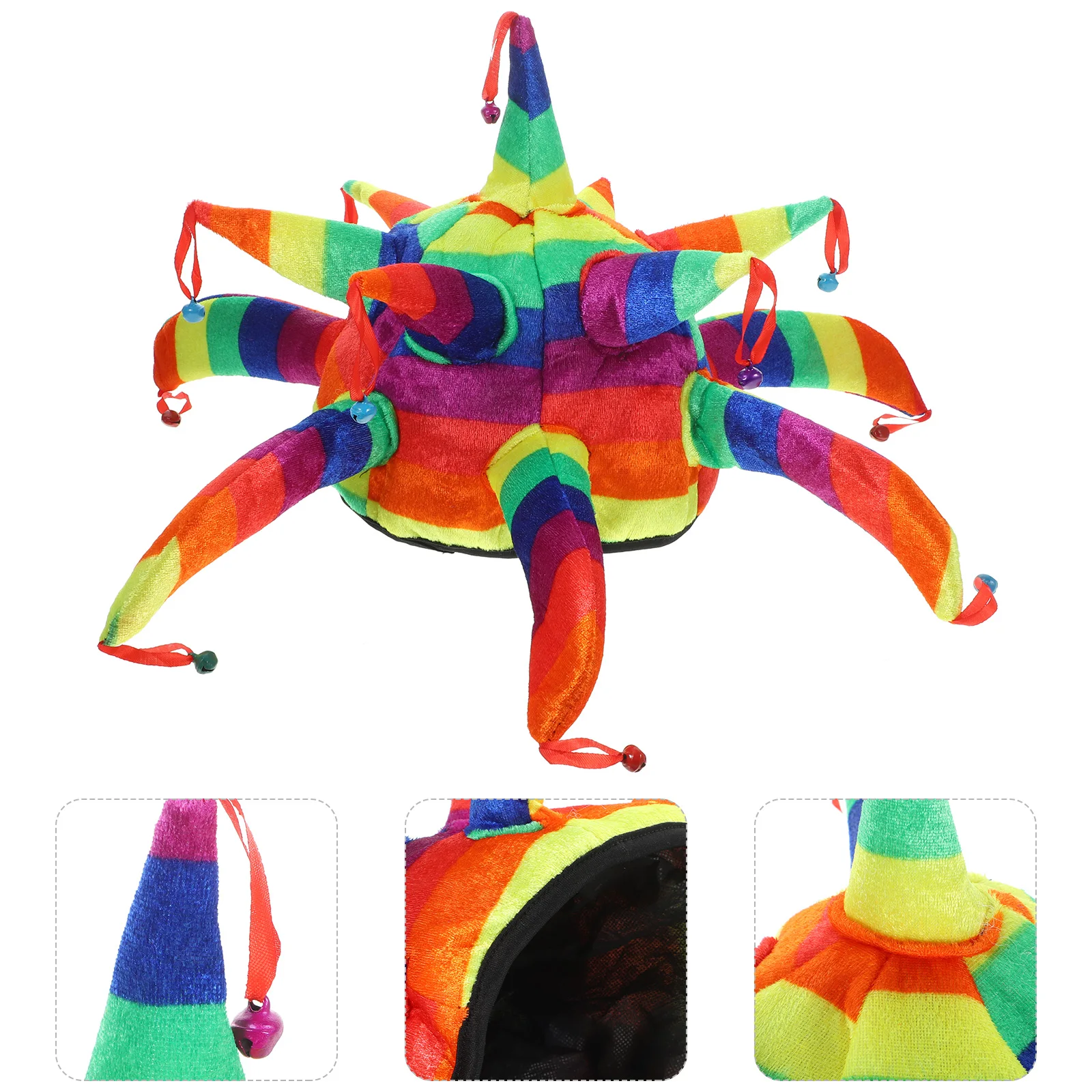 

Funny Clown For Adults Carnival Cosplay Party Soft Cloth Circus Hat Multi-Colored Festival Halloween Prop Mardi Gras Hat For Men