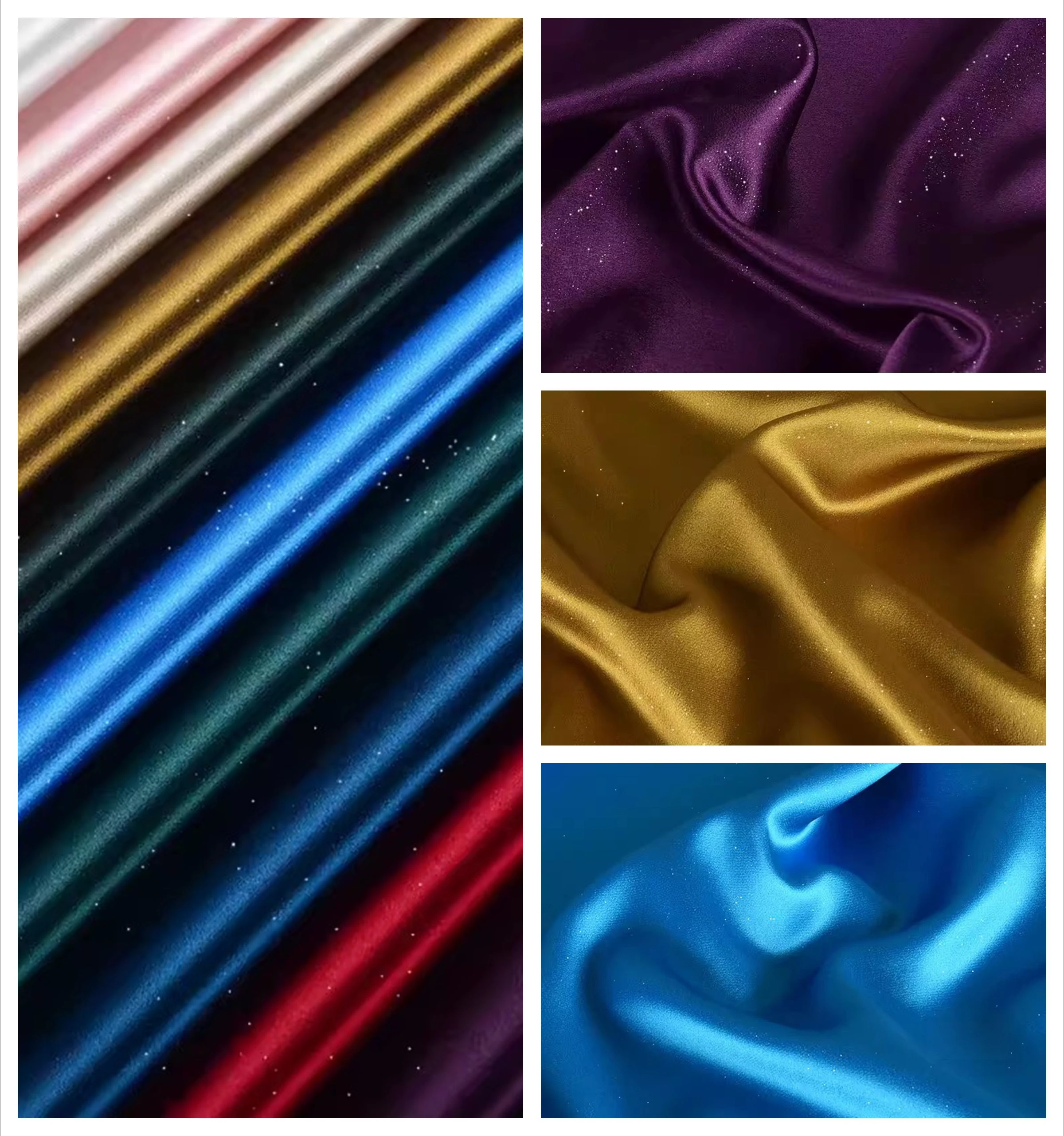 

Soft Acetate Starry Sky Glitter Fabric By The Meter for Wedding Dress Shirt Performance Clothes Handmade DIY Sewing Cloth Blue