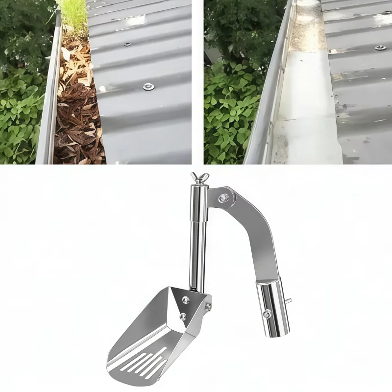 Portable Aluminum Alloy Roof Gutter Cleaner Scraper Blade Tool For Drainage Ditch Cleaning Spoon Scoop Professional Heavy Duty