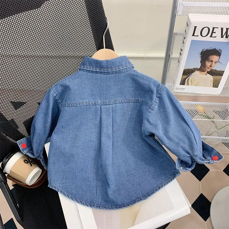 Camisa jeans bordada infantil, Tops com padrão de urso, camisas jean, fofas, princesa, casual, meninas, nova chegada, outono, inverno, 2022