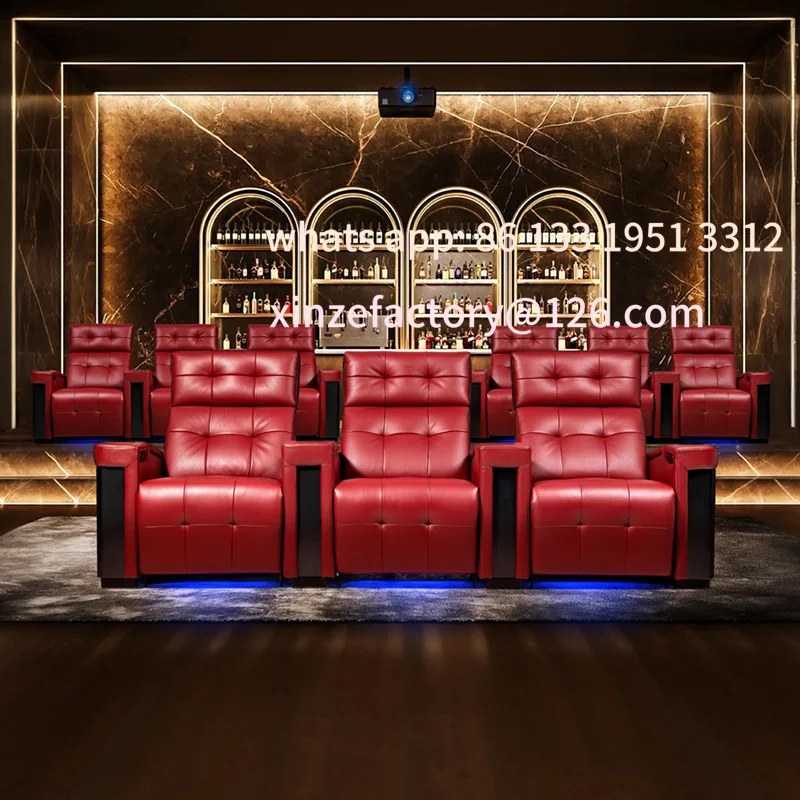 جناح قابل للتخصيص، مقعد كهربائي فاخر جديد لغرفة الصوت والفيديو، أريكة مسرح منزلي لقاعة التلفزيون #3