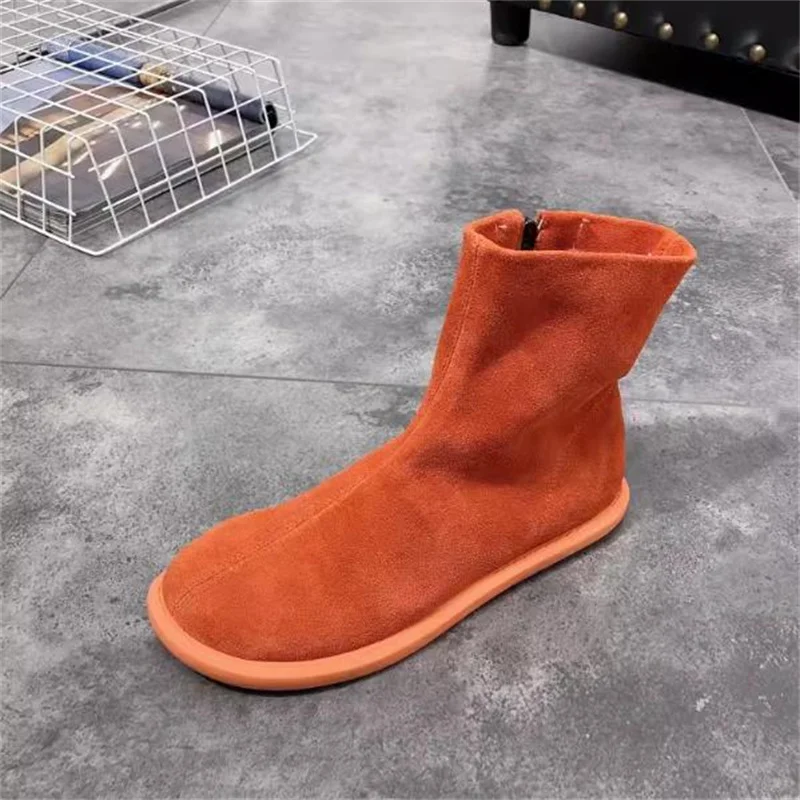 Retro Women Boots Autumn Winter Short Boots Handmade Comfortable Zipper Simple Literature Ankle Boots Casual Flat Boots size 40