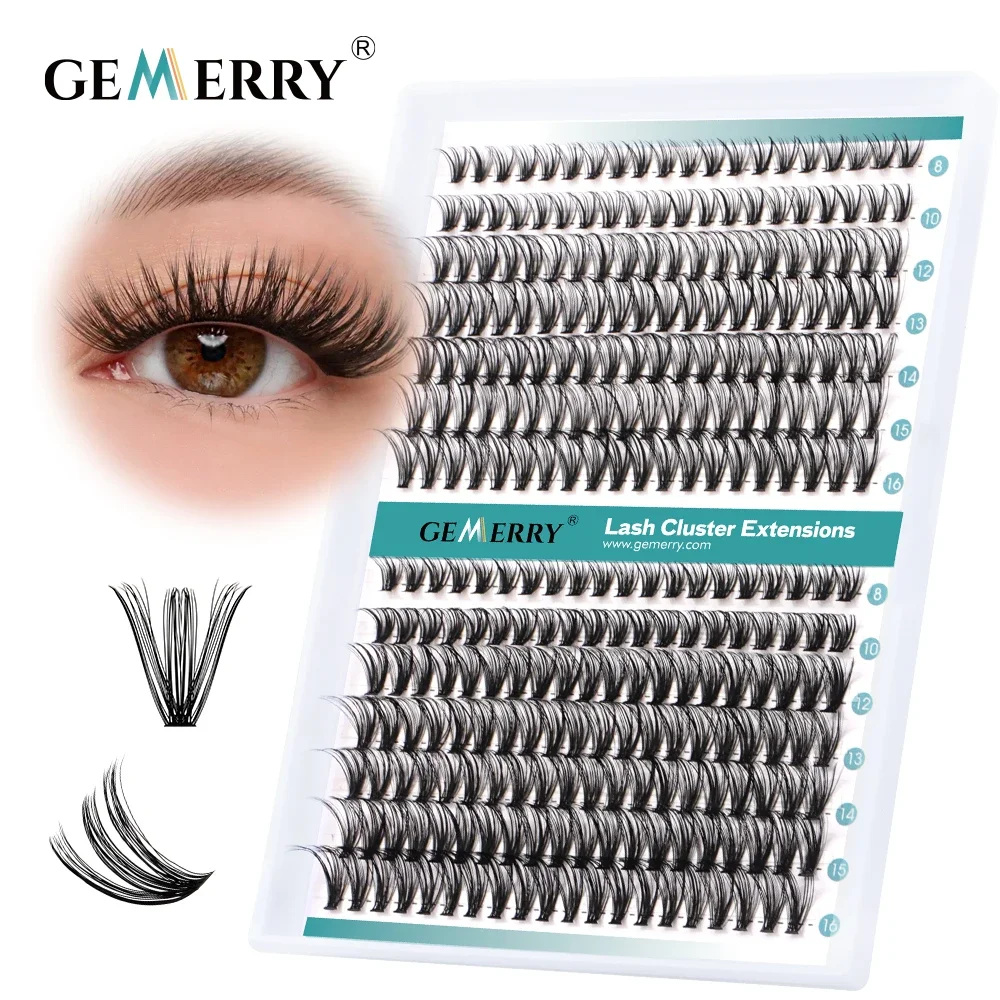 Gemerry Cluster Individual Lashes 240 pcs Large Tray 30P/40P Premade Volume Fans Fox Eye Effect Cosplay Lashes Extension Makeup