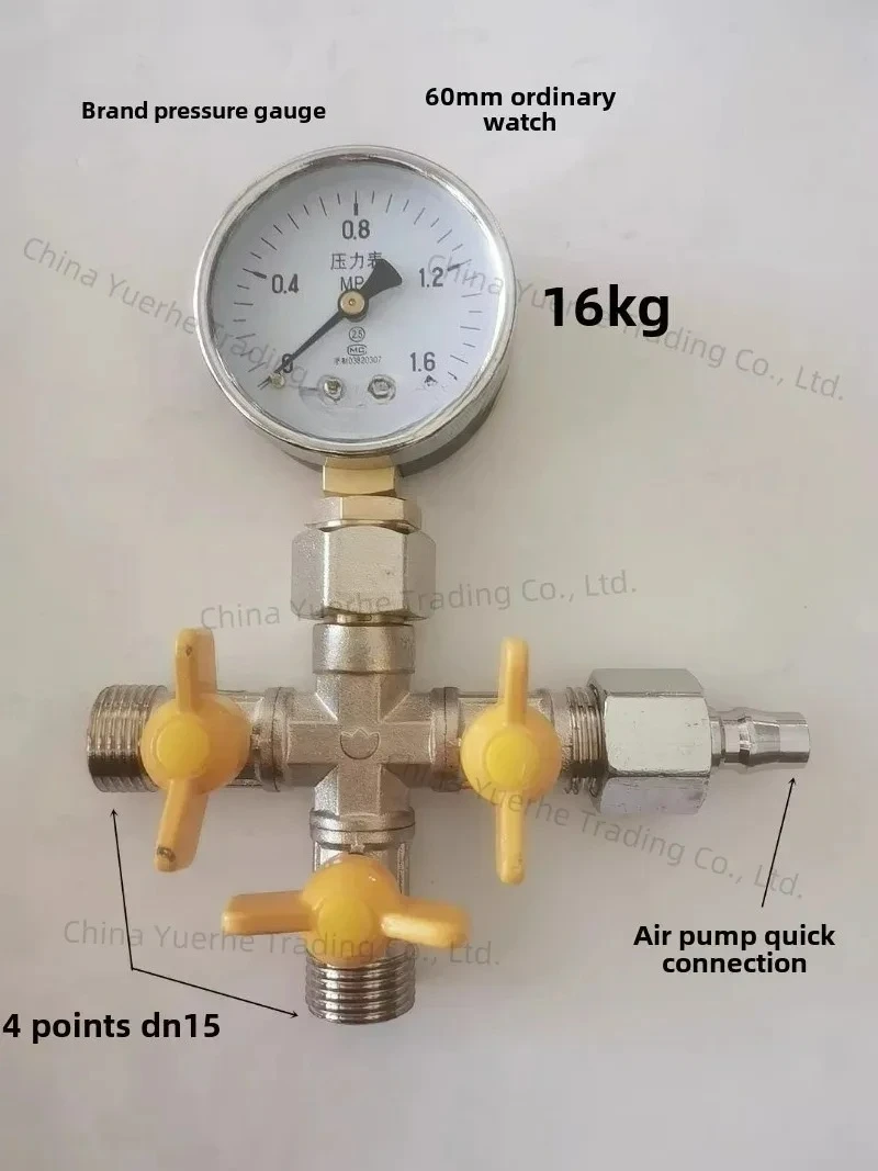 صمام اختبار الضغط بأربعة اتجاهات، ومياه الصنبور، ومقياس ضغط التدفئة الأرضية والأرضية الأرضية، وكاشف التسرب مع 4 نقاط #2