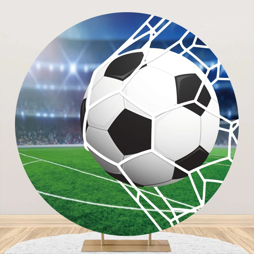 

Round Backdrop Cover Football Birthday Party Decorations for Boys Soccer Goal Circle Background Elastic Photography Props Studio