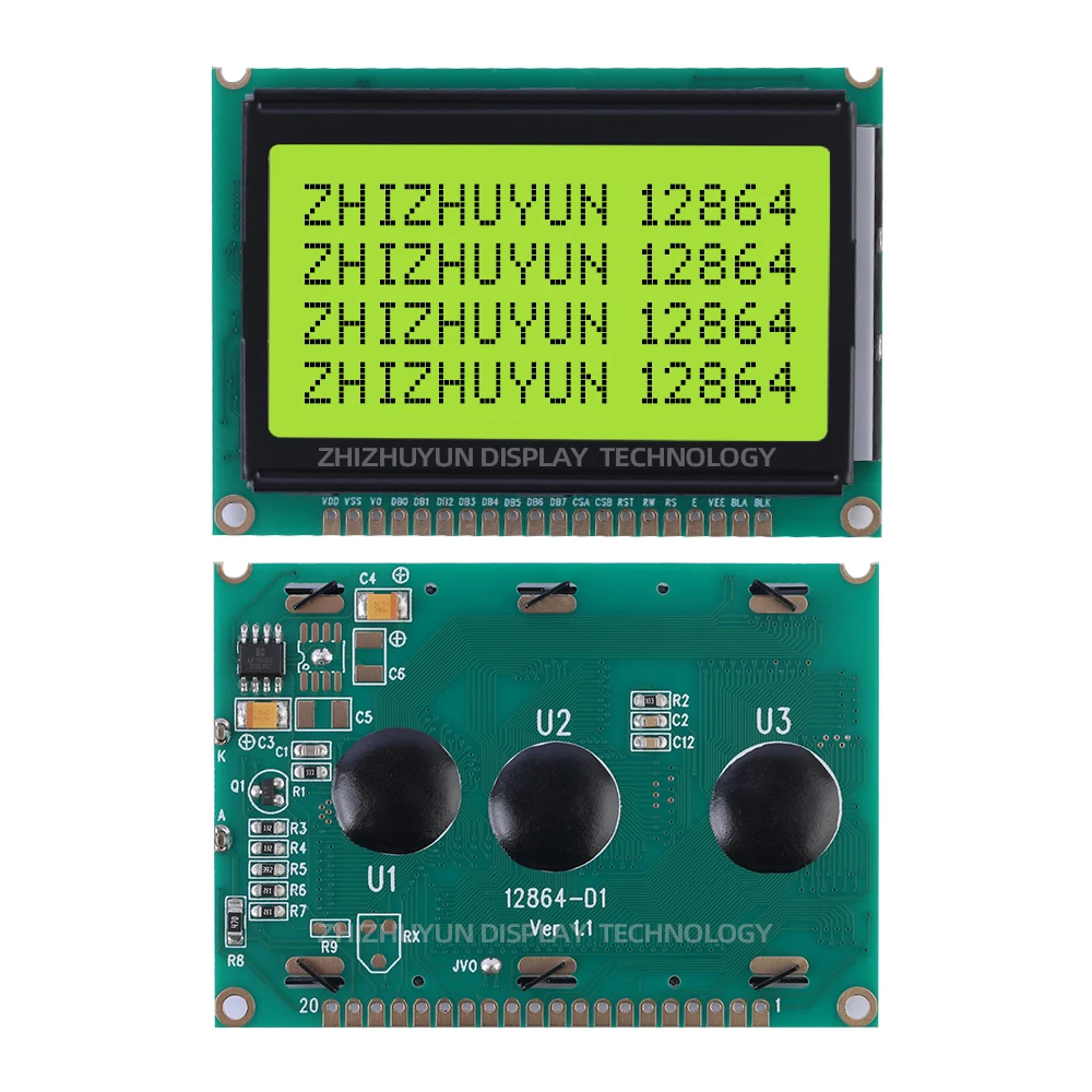 Imagem -06 - Módulo Gráfico do Lcd da Matriz do Ponto Caráteres Pretos Módulo do Lcm Lcd12864-d1 128x64 Ks0108