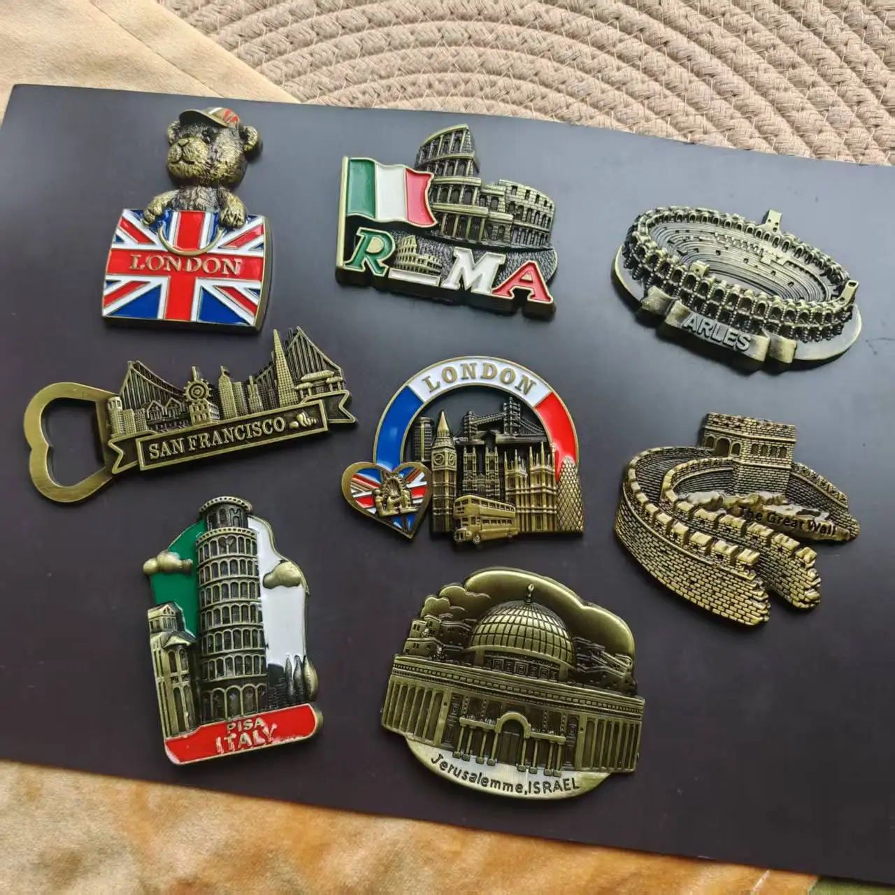 Creative Metal Fridge magnet London Roma Arles San Francisco The Great Wall of China Italy Israel Travel Memory Souvenirs