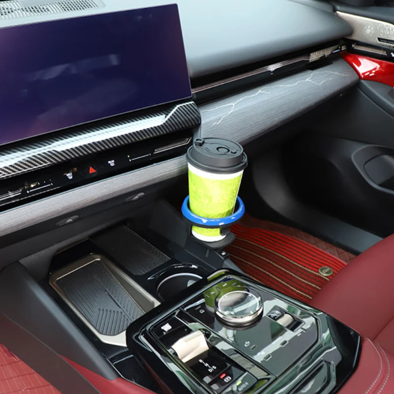 For BMW 5 Series G60 2024-2025 Carbon Steel Black Car Center Console Water Cup Holder Trim Interior Car Accessories