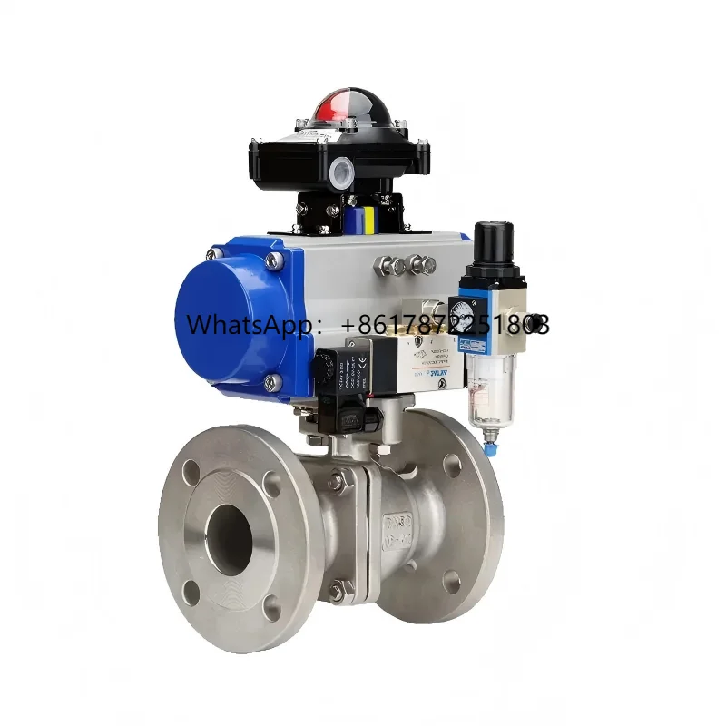 Válvula de bola neumática de 3 vías Válvula de bola neumática eléctrica de acero inoxidable 304 de alta temperatura