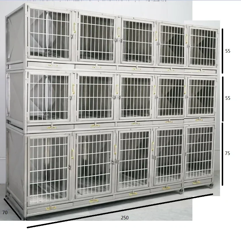 Double-Layer Stainless Steel Dog Cage Hospital Cage Small Dog Multi-Layer Mother and Child Cage Display Cabinet Pet