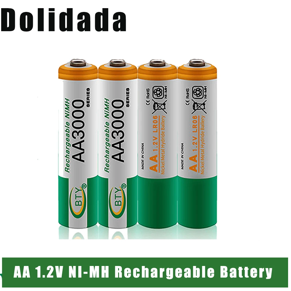 AA 3000mAh 1.2 V Rechargeable Battery AA NI-MH 1 2V Rechargeable 2A Batteries For Clock Toys Flashlight Remote Control Camera