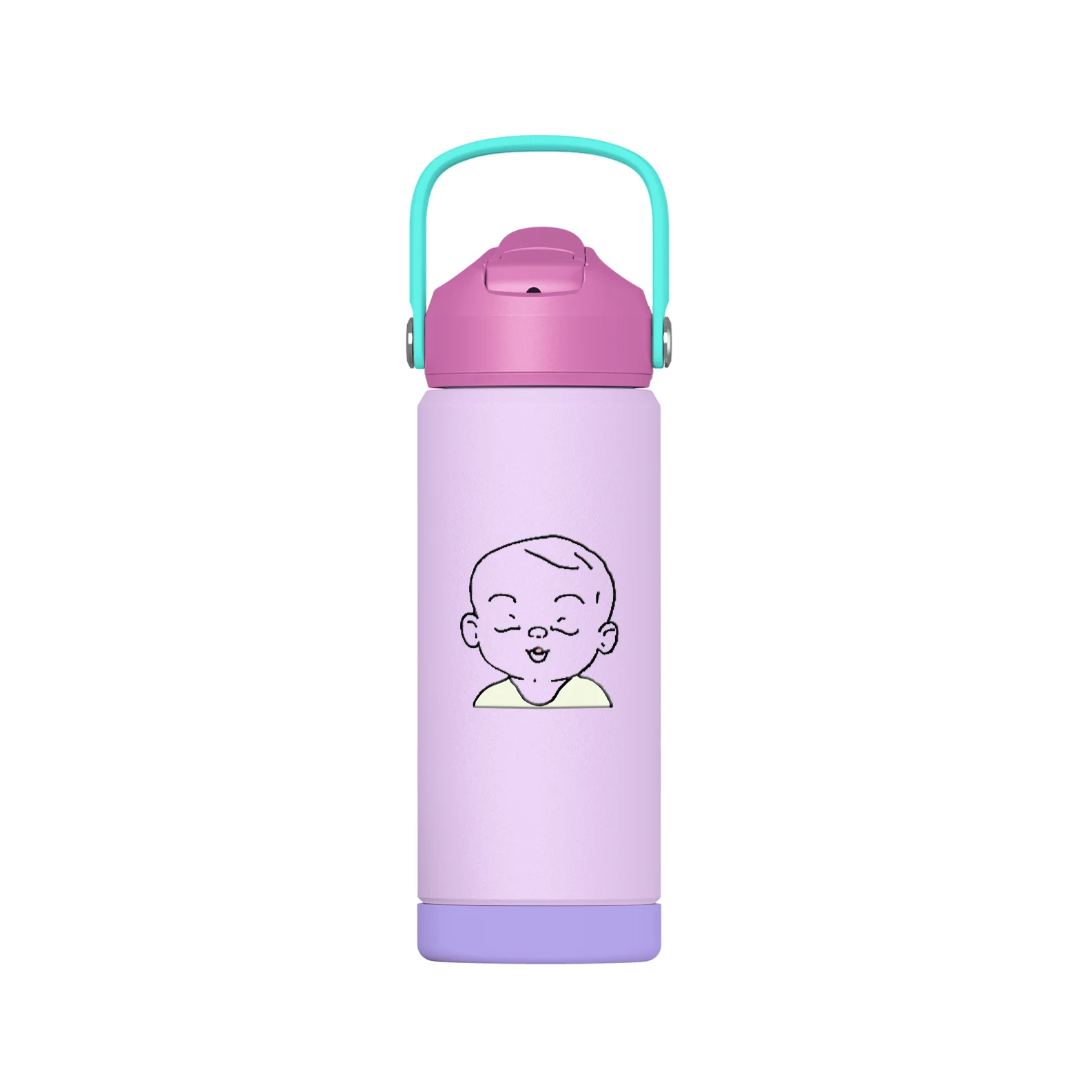 Children′s Stainless Steel Cup with Straw Cute Kindergarten Baby Bottle