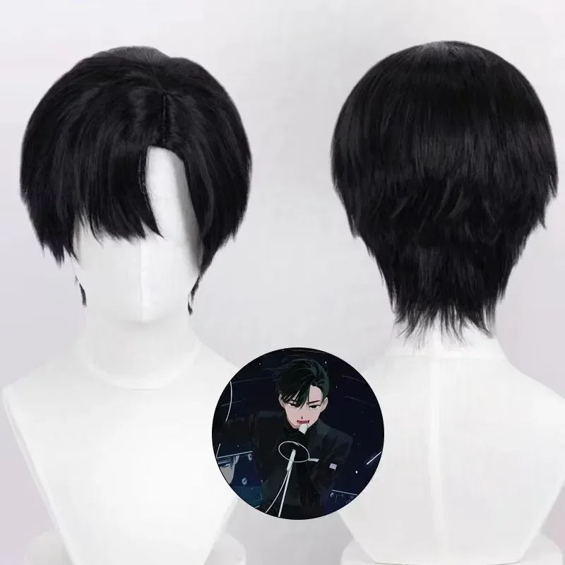 Alien Stage Anime Ivan Cosplay Black Sorrow Cosplay Perruque noire courte, couleur noire, résistante à la chaleur