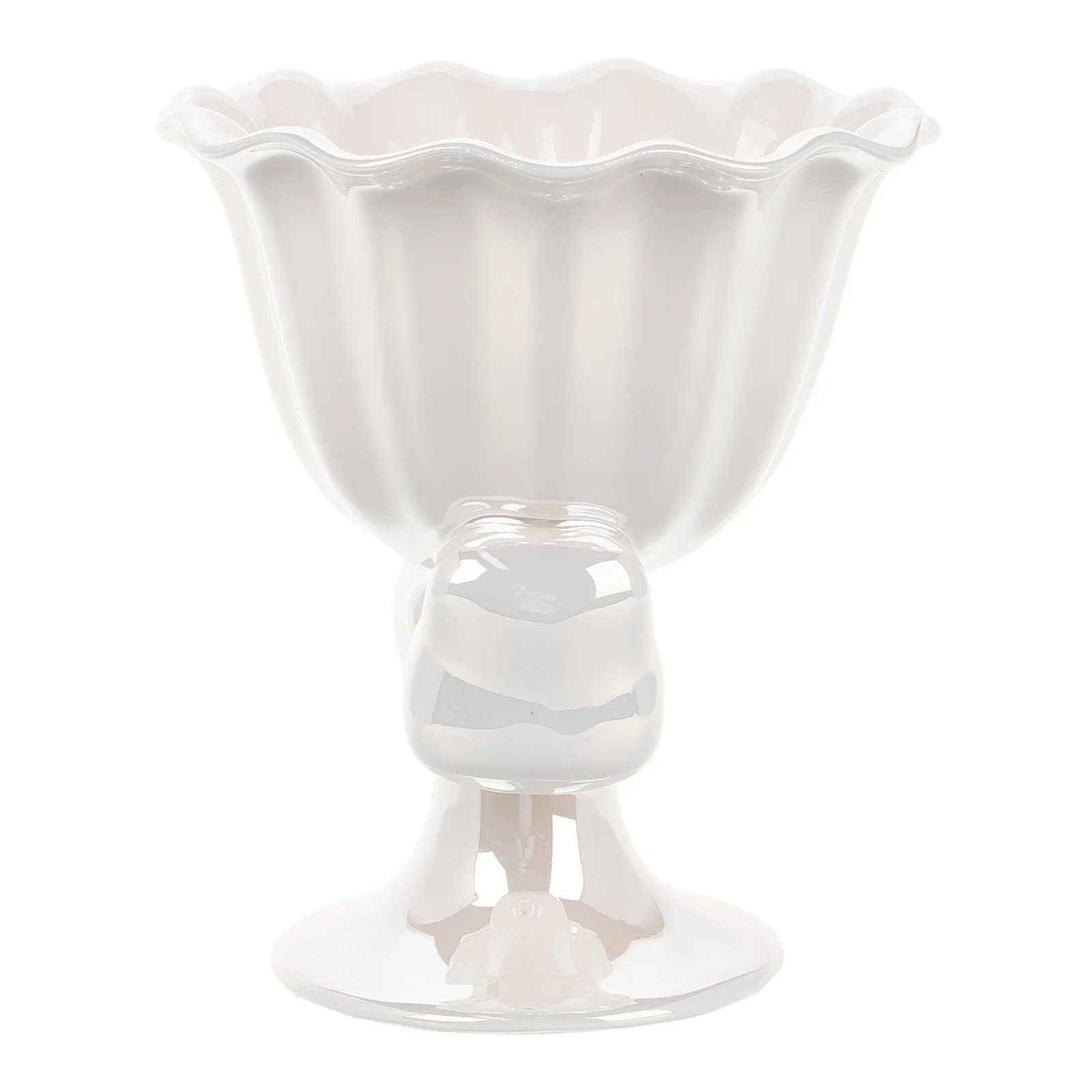 

Ceramic Ice Cream Cup Bowknot Flower Shaped Creative Dessert Goblet Milk Coffee Tea Latte Cappuccino Espresso Goblet White