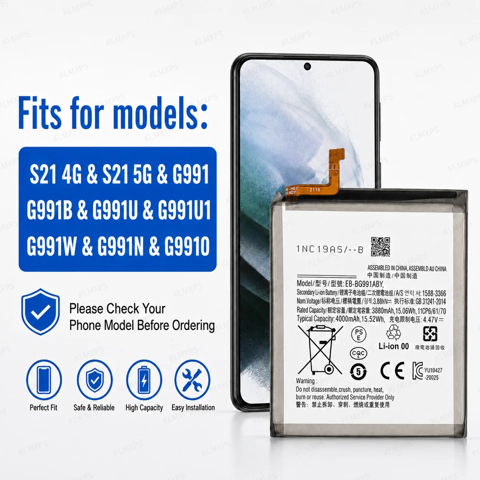 Batería EB-BG991ABY 4000mAh para Samsung Galaxy S21 5G G991B G991U, batería de repuesto con herramientas de reparación 4