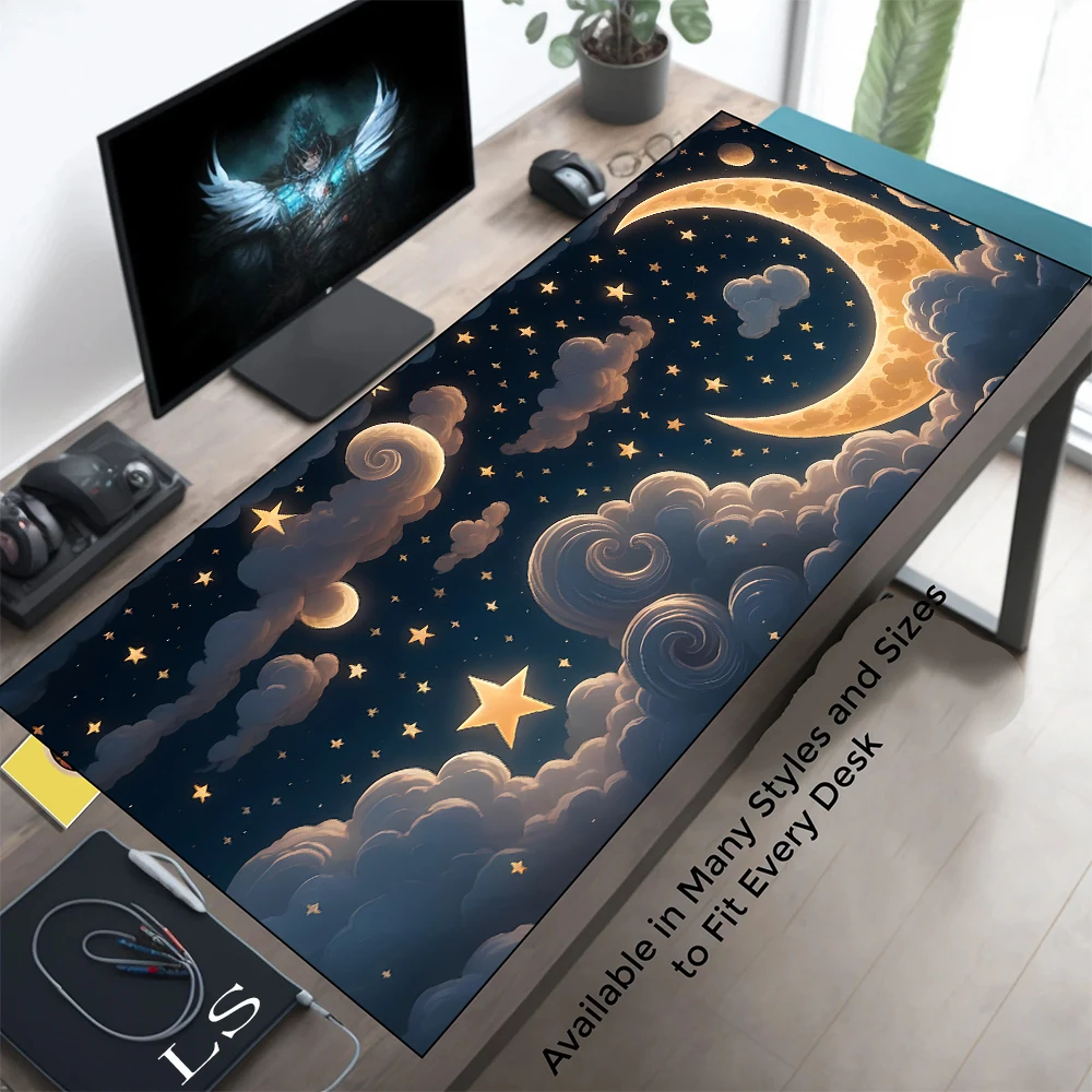 

Starry Sky Planet Mouse Pad Colourful Stylish Design Large Non-Slip Computer Office Table Mats Keyboard Long Carpet Galaxy Rug