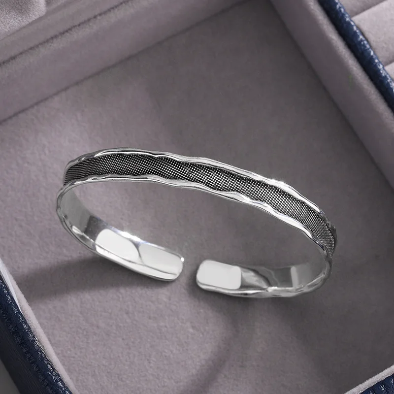 Retro Geometrie Kreativer 925 Sterling Silber Schmuck Persönliche Reticular Einfache Linien-Öffnungsarmbänder TYB644