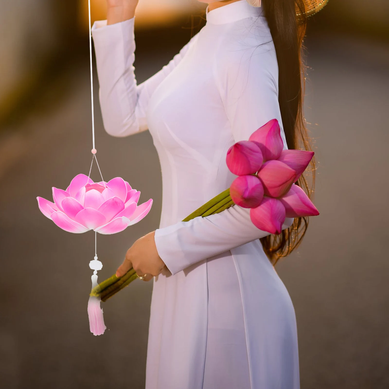 

Lanterns Festive Lotus Lights LED For Photo Performance Water Lily Portable Lamp Blessing Wooden Lovely Shape Hand-held