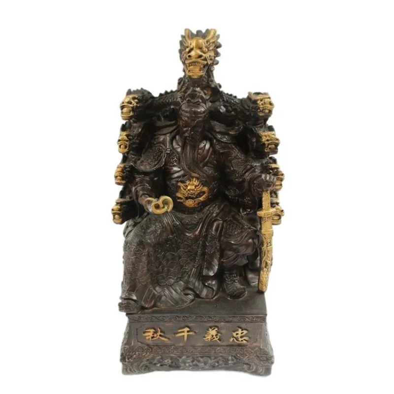 

Antiques Miscellaneous Vintage Crafts Pure Brass Kowloon Guan Gong Ornament, God of Fortune Guan Gong Home Feng Shui Ornament