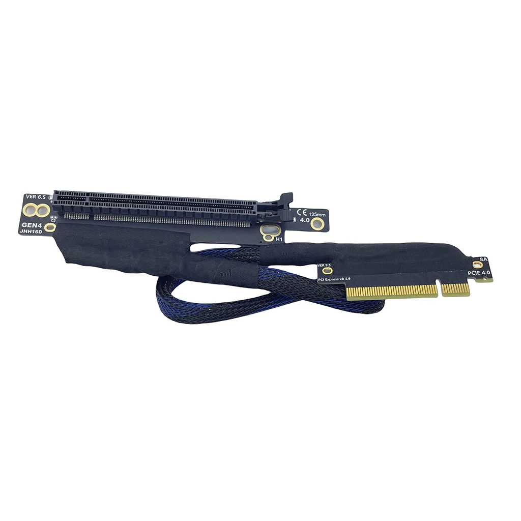 GPU-Verlängerungskabel PCIe 4.0 X8 auf X8/X16, versilbertes AI-Server-Adapterkabel PCI-E 16 GB\S GEN4 für Grafikkarte, Netzwerkkarte – Detail 2
