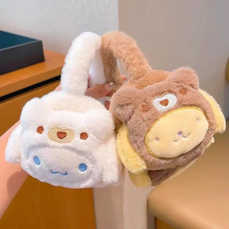 Kawaii سانريو كورومي ماي ميلودي خريف شتاء دافئ يندبروف تدفئة الأذن حماية الصقيع تصميم إبداعي من القطيفة هدية عيد الميلاد #5