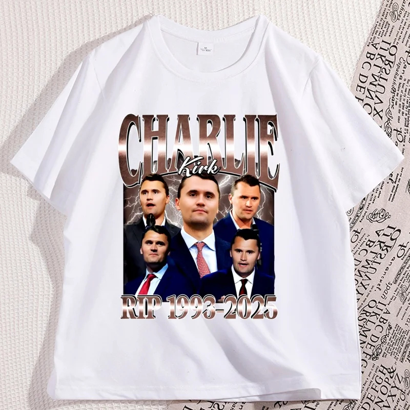 

Charlie Kirk Printed Graphic T Shirt Short Sleeve Charlie Kirk RIP 1993–2025 T-shirt Funny Vintage Tee Men's Designer Clothing