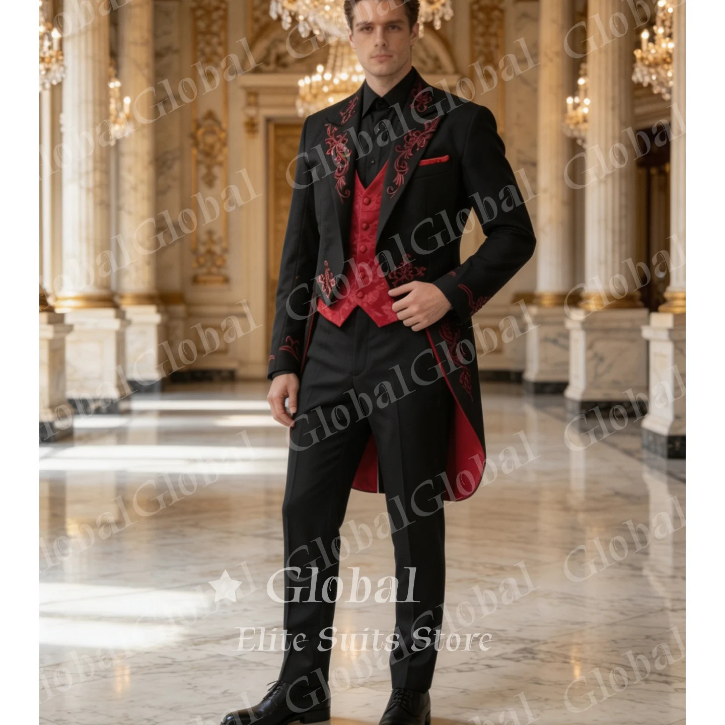 Costume 3 Pièces Homme Brodé N - Men'S Grooming Gifts avis et prix