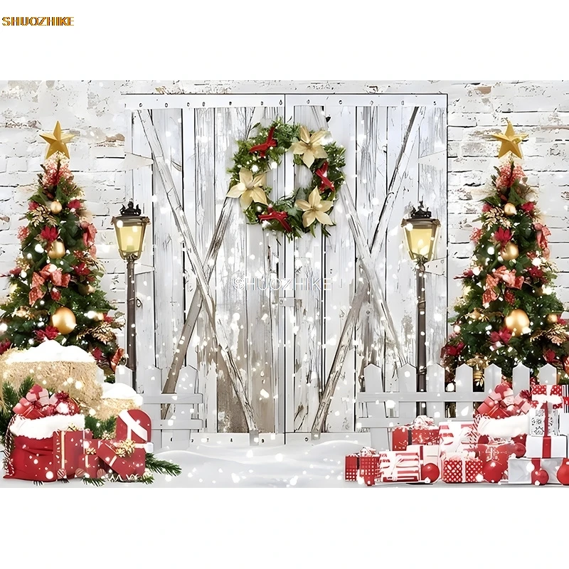 Natal Dia Fotografia Backdrop Adereços, Window Wreath, Boneco de neve, Família, Xmas Eve, Festa, Sala, Ano Novo fundo, YR-82