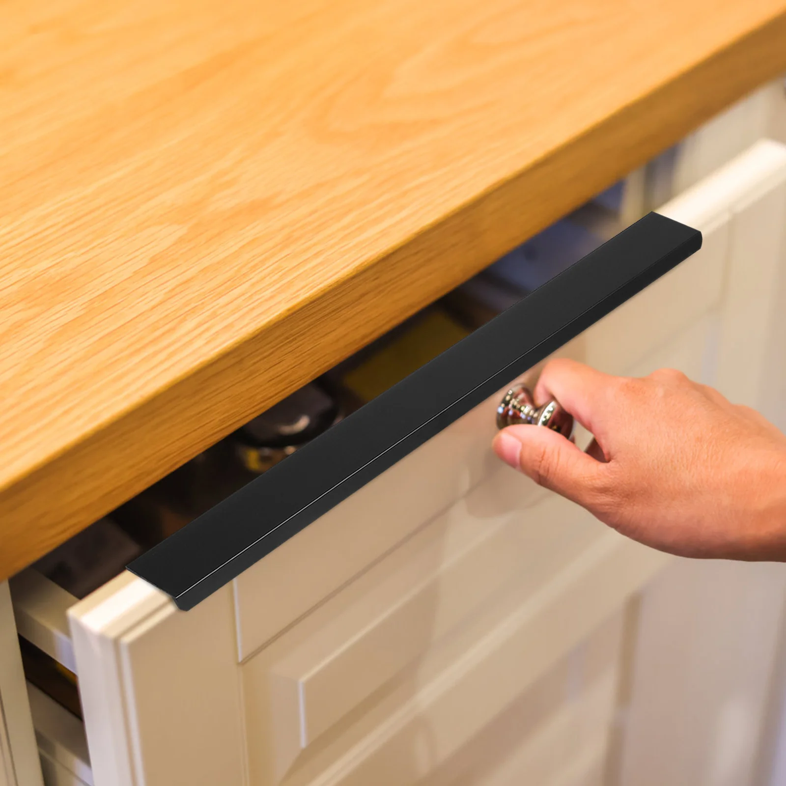 6 قطعة حافة إصبع جبل يسحب مقبض خزانة مخفي تصميم سميك زوايا مستديرة لخزائن أدراج الأثاث #2