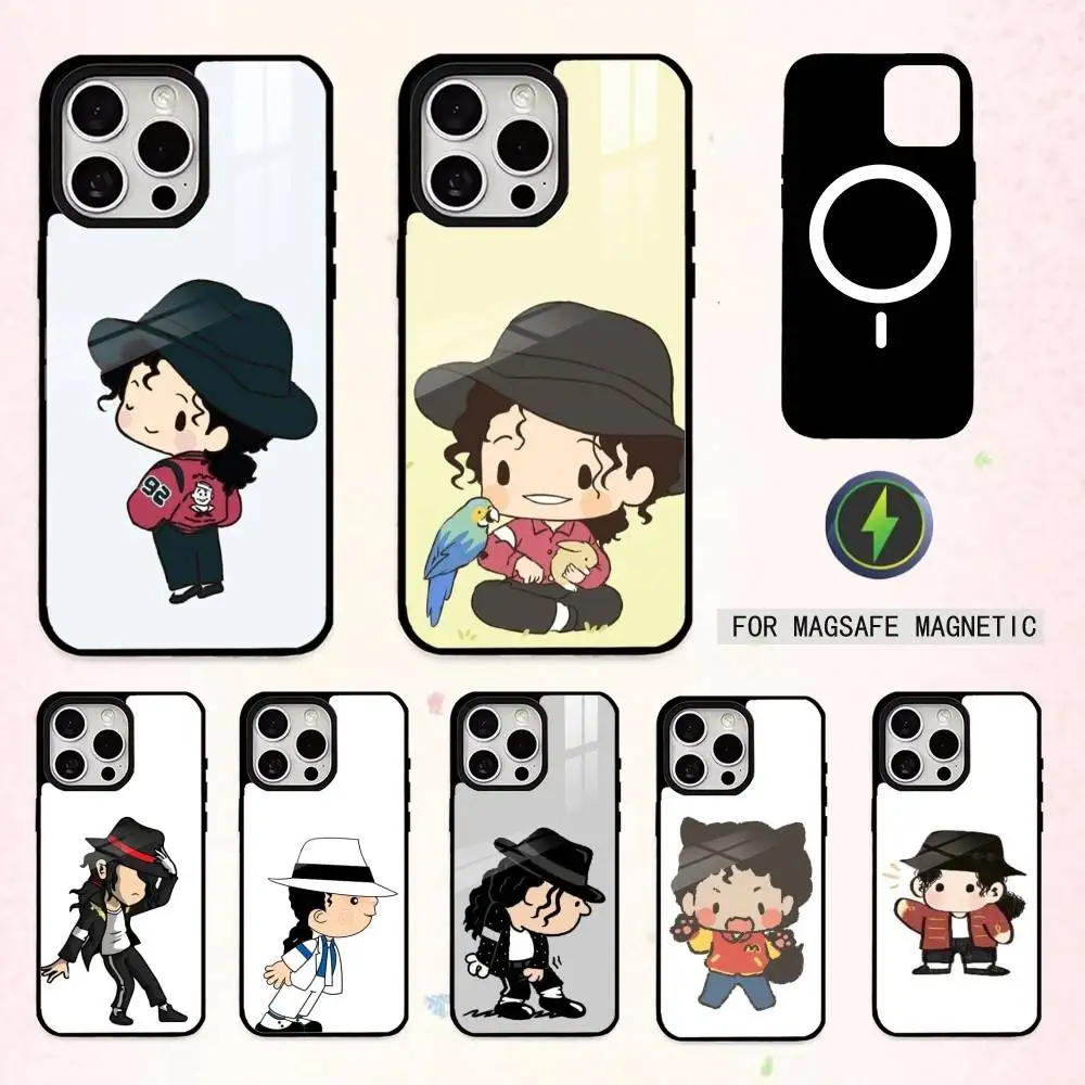 

Cute Cartoon M-Michael J-Jackson Phone Case For iPhone17,16,15,14,13,12,11 Plus,Pro Max Magnetic For Magsafe Wireless Charging