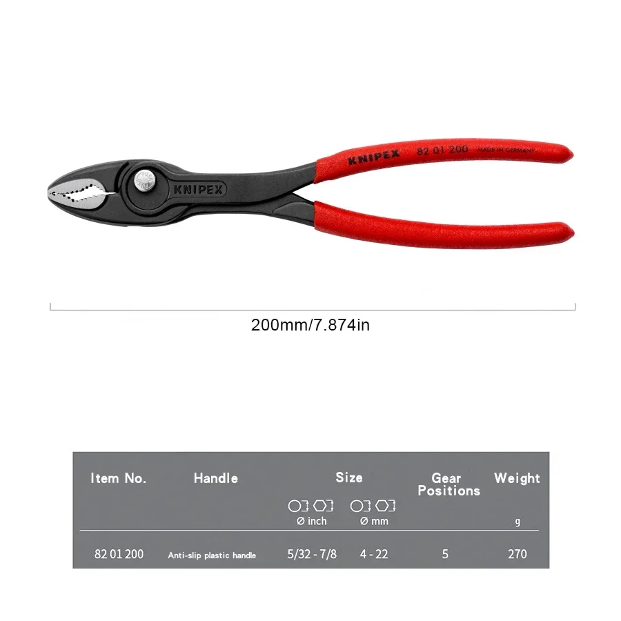 KNIPEX imported carp pliers multi-function industrial auto repair household clamp NO.8201200