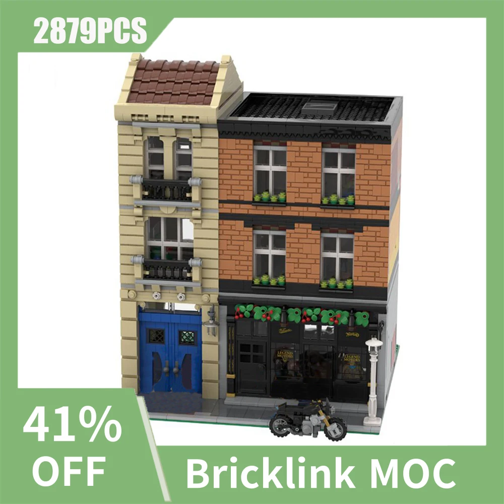 

NEW 2879PCS City Hot Selling Street View MOC Modular Motors Store model DIY creative ideas ChildToy birthdayGift building blocks