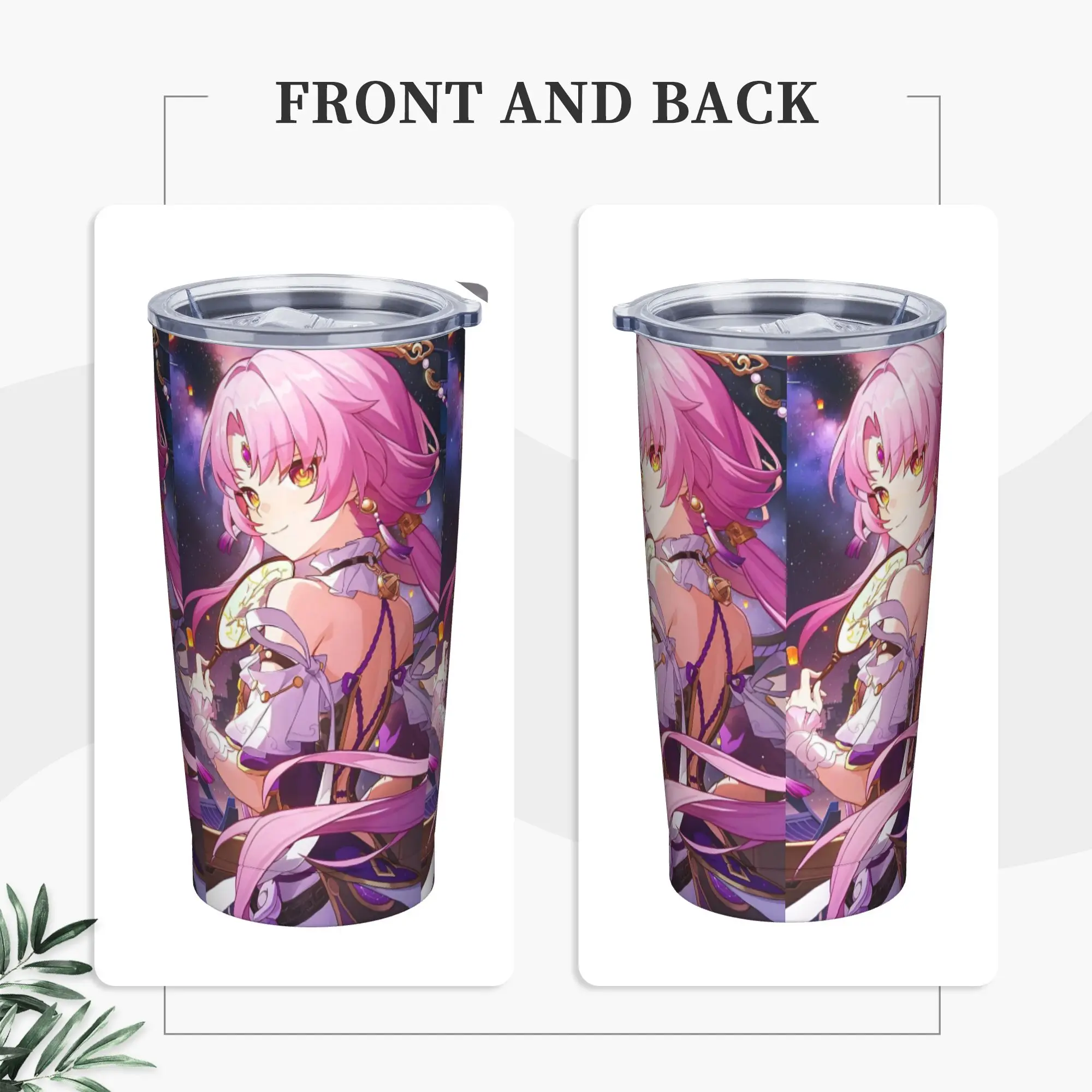 Fu​ Xua Tumbler Vacuum Insulated Honkai Anime Thermal Cup Vacuum Flask Smoothie Tea Mug Hot Cold Drink, 20oz