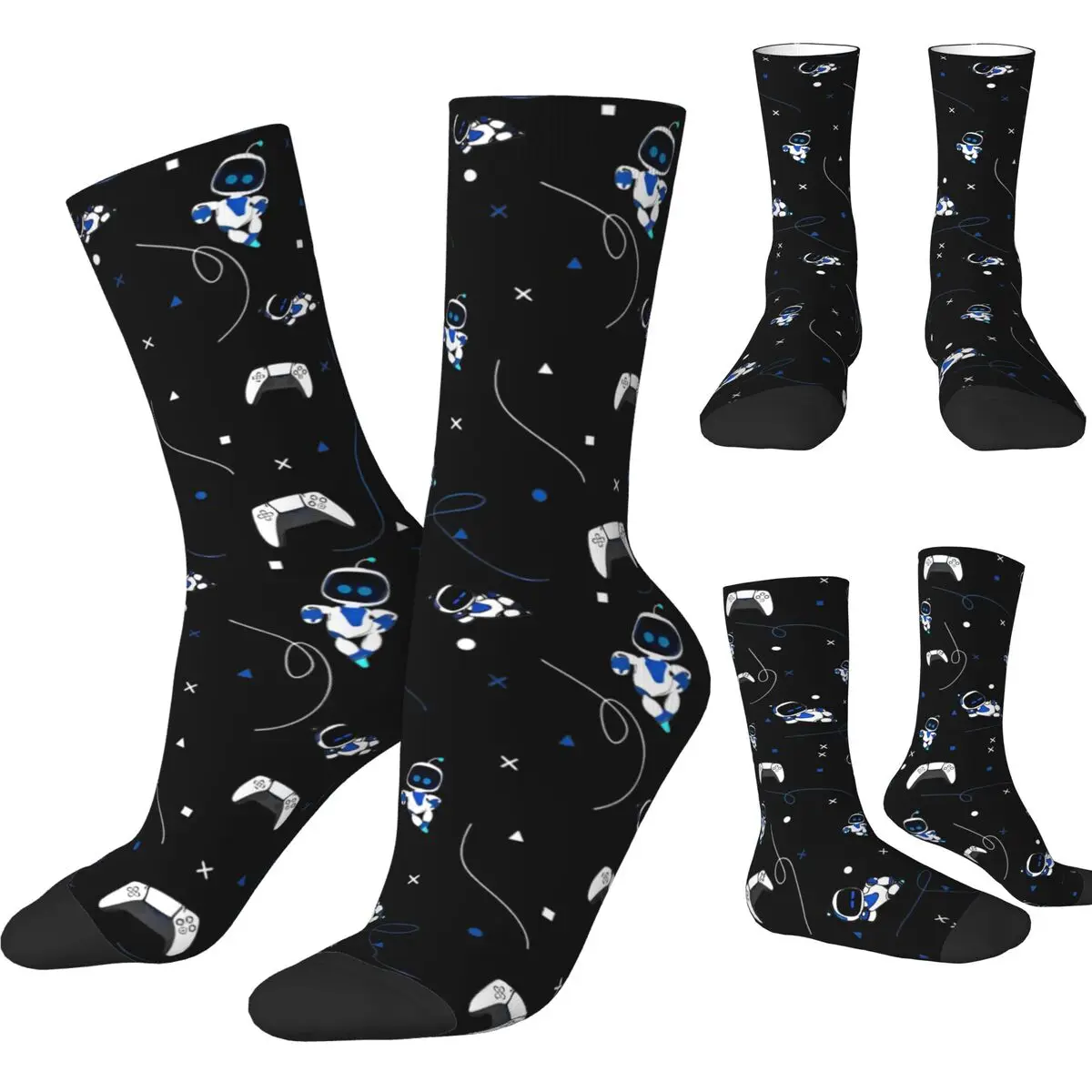 Fashion Male Men Socks Casual ASTRO BOT Pattern Sock Polyester Video Game Skateboard Women Socks Spring Summer Autumn Winter