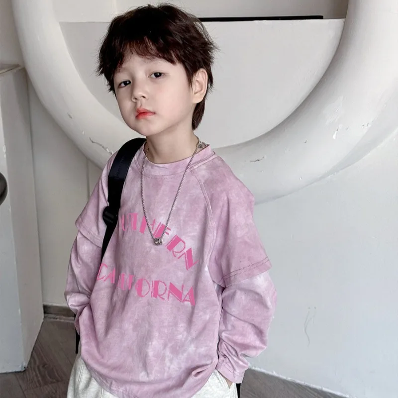 

2024 Children's Clothing Autumn New Boys' T-shirt Wholesale Chaoku Alphabet Kids Tops Tees Long Sleeve Bottoming Shirt for Boy