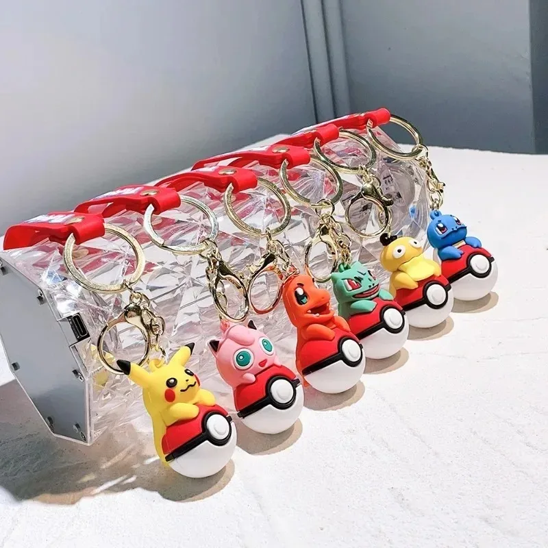 

Pokemon Pikachu Cartoon Keychains Anime Figure Charmander Squirtle Jigglypuff PVC Key Schoolbag Decorate Children Christmas Gift