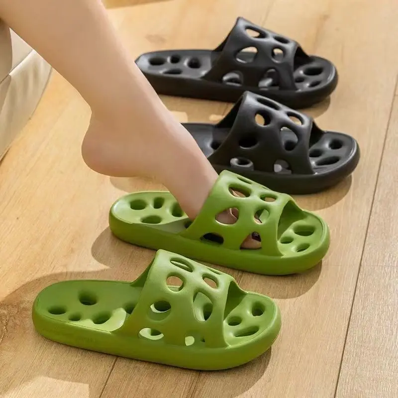 

Bathroom Shower Slippers Hollow Out Women Men Slides Summer EVA Shoes Soft Anti-Slip Flip Flops Indoor Outdoor Sandals Couple