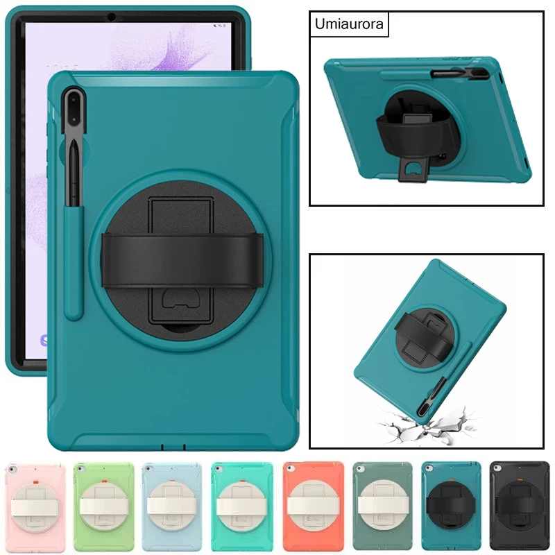 

For Samsung Tab S8 S9 S10 Ultra 14.6 inch SM-X920 SM-X910 SM-X900 Shockproof Silicon PC Tablet Case Hand Strap Stand Armor Funda