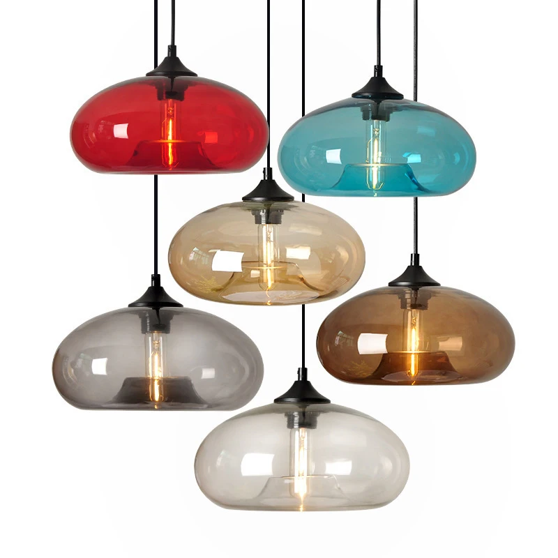 

Modern Art Decor Colorful Glass Pendant Lamp Cord Restaurant Living Room Chandelier Kitchen Bar Cafe Ceiling Hanging Lighting