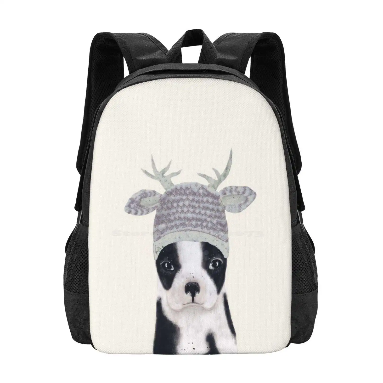 Little Boston School Bag Big Capacity Backpack Laptop Boston Terriers Cute Boston Terrier Puppy Puppies Puppu Illustrations Dog